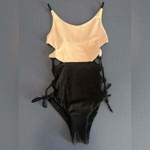 Elegant Black and Cream Women's Bodysuit